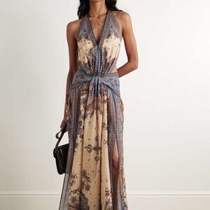 ZIMMERMANN Ascension open-back printed cotton-voile halterneck maxi dress